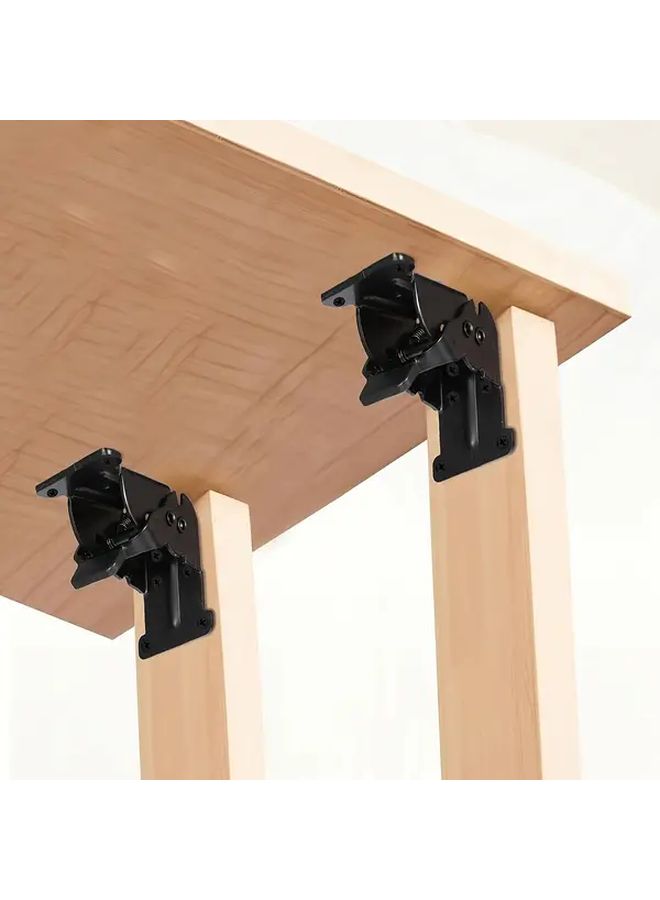 4 Pack Heavy Duty Folding Hinge Brackets 0-90 Degree Adjustable Locking Table Chair Leg Supports With Self Locking Mechanism And Screws Foldable Extension Joints For Bed Desk Workbench Legs Black - Image 2