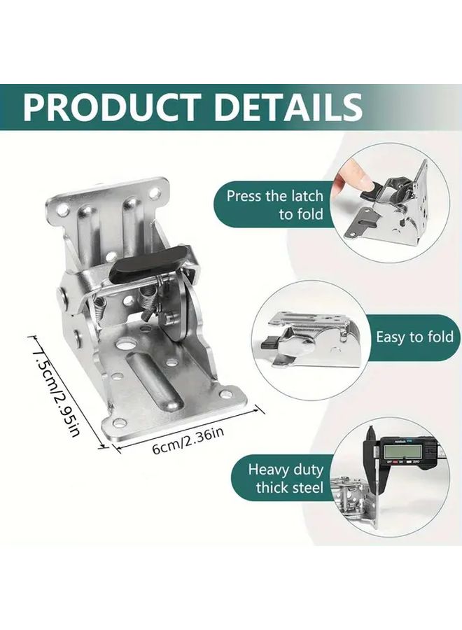 4 Pack Heavy Duty Folding Hinge Brackets 0-90 Degree Adjustable Locking Table Chair Leg Supports With Self Locking Mechanism And Screws Foldable Extension Joints For Bed Desk Workbench Legs Black - Image 3