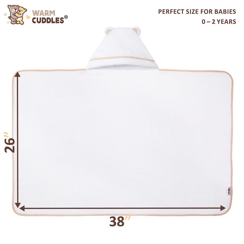 Warm Cuddles Premium Baby Bath Towel - Rayon Made from Bamboo Hooded Baby Towels - Newborn Baby Towel with Hood - Large Hooded Towel for Newborn Infant Boy Girl (White) - Image 4