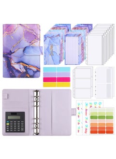 Generic Budget Binder, A6 Budget Wallet with Cash Envelopes for Budgeting, Calculator and Budget Sheets, Budget Binder with Zipper Envelopes, Money Saving Binder for Budget Wallet Office Home, Marbling Purple  - Image 1