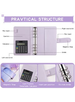 Generic Budget Binder, A6 Budget Wallet with Cash Envelopes for Budgeting, Calculator and Budget Sheets, Budget Binder with Zipper Envelopes, Money Saving Binder for Budget Wallet Office Home, Marbling Purple  - Image 3