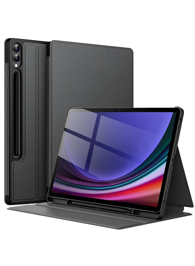 جي تيك حافظة لهاتف سامسونج جالاكسي تاب S9 بلس مقاس 12.4 بوصة مع حامل قلم S رفيع وحامل واقٍ للكمبيوتر اللوحي متعدد الزوايا باللون الأسود الجرافيت - Image 1