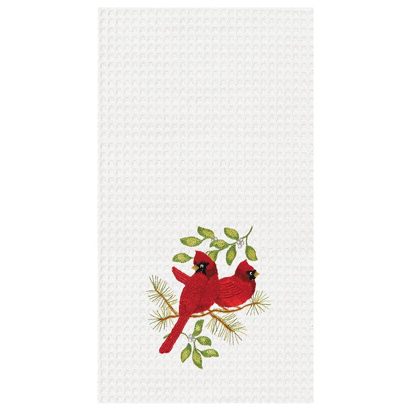 C&F Home CF Home Song Bird Cardinals Waffle Weave Christmas Kitchen Towel Decor Decoration 18 x 27 White