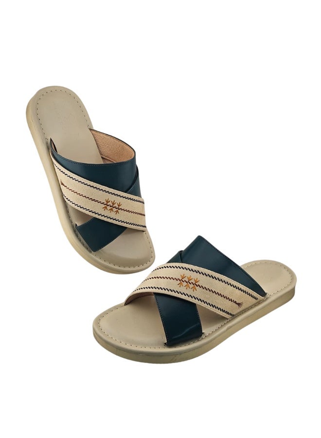 AL Fanoos Men's Cross-Strap Sandal Al Fanoos Embroidered Gulf Design - Image 1