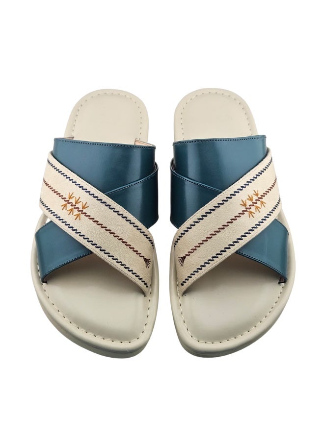 AL Fanoos Men's Cross-Strap Sandal Al Fanoos Embroidered Gulf Design - Image 4