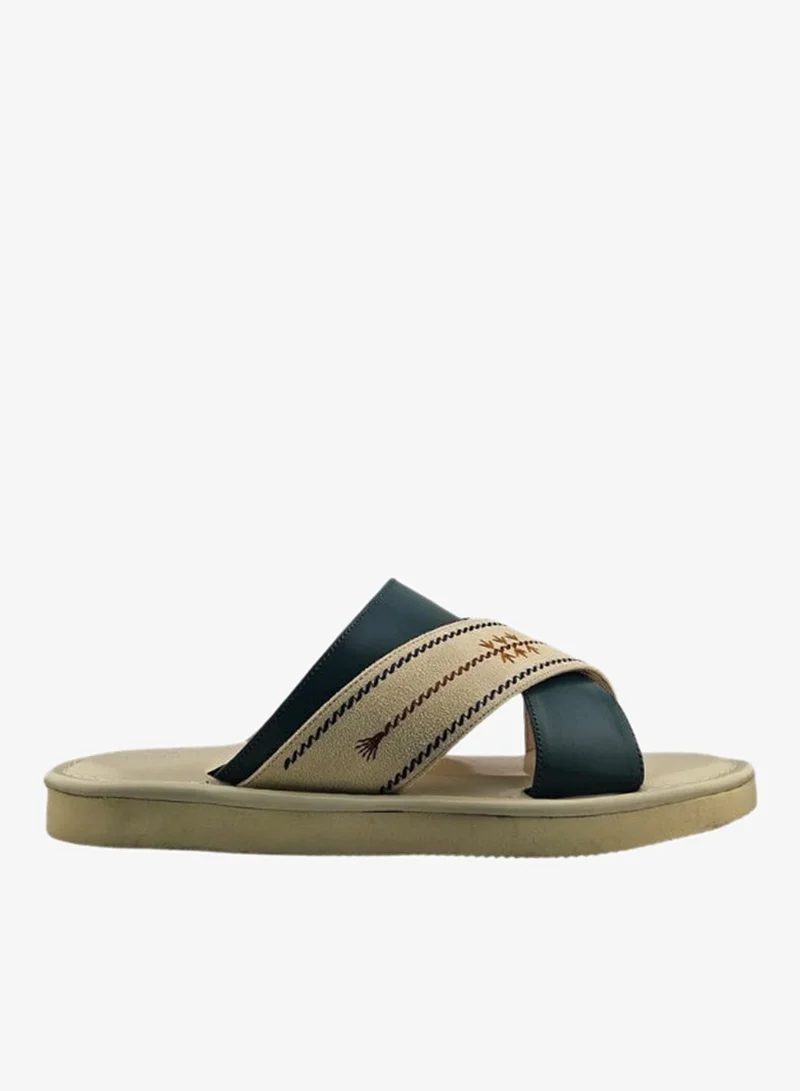AL Fanoos Men's Cross-Strap Sandal Al Fanoos Embroidered Gulf Design