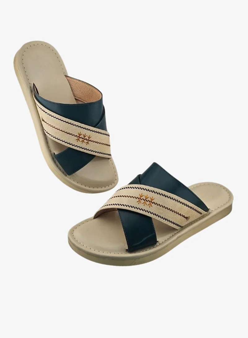 AL Fanoos Men's Cross-Strap Sandal Al Fanoos Embroidered Gulf Design