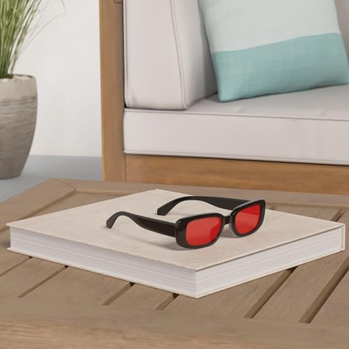kimorn Rectangle Sunglasses for Women Men Trendy Retro Fashion Sun Glasses 90’s Vintage Square Frame K1200 (Black Frame Red Lens, 65) - Image 2