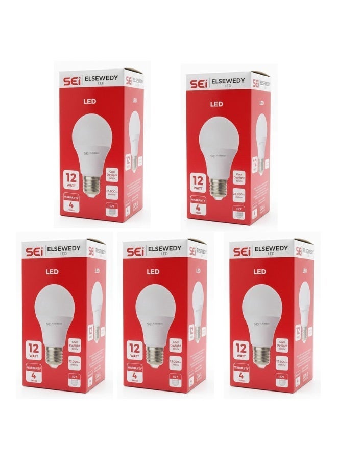 السويدى لمبة ليد 12 واط اضاءة ابيض, 5 قطع - Image 1
