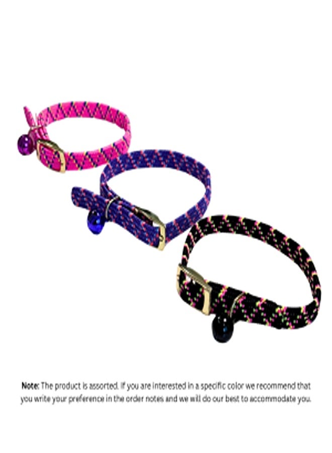 بوبي طوق قطط من النايلون الخيالي مرن مع جرس، ألوان متنوعة