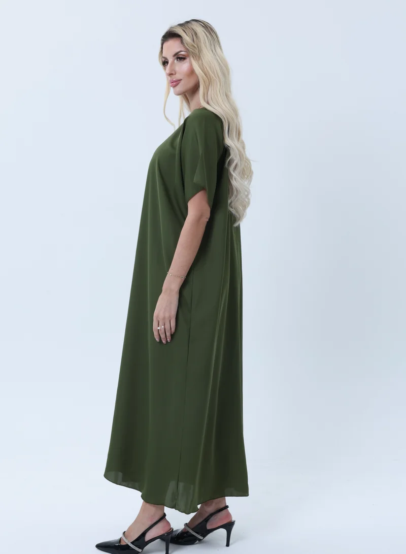 MSquare Fashion Green Lite Nida Fabric Inner Slip Dress for Abaya – Soft Underdress