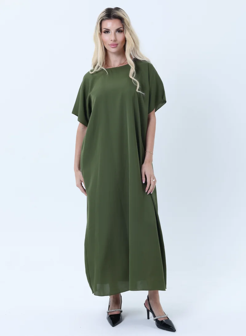 MSquare Fashion Green Lite Nida Fabric Inner Slip Dress for Abaya – Soft Underdress