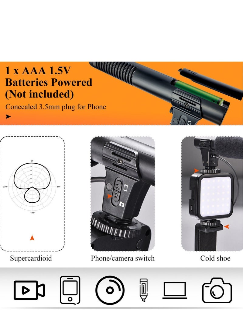 ELTRAZONE - Vlogging"Like Me" LED Video Light + Microphone + Mobile Phone Holder + Hand Grip/Mini Tripod Compatible with Smartphones for TikTok, Youtube, Live Streaming and Meetings - Image 1