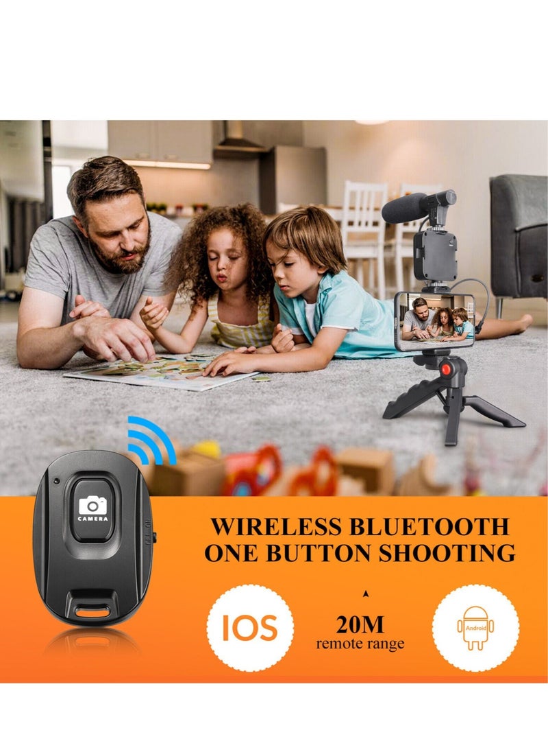 ELTRAZONE - Vlogging"Like Me" LED Video Light + Microphone + Mobile Phone Holder + Hand Grip/Mini Tripod Compatible with Smartphones for TikTok, Youtube, Live Streaming and Meetings - Image 1