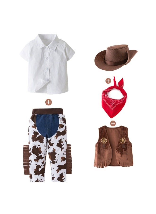 general 5 Pcs Cowboy Costume for Boys Dress Up Set, Birthday Cosplay Halloween Costume Party Costume - Image 1
