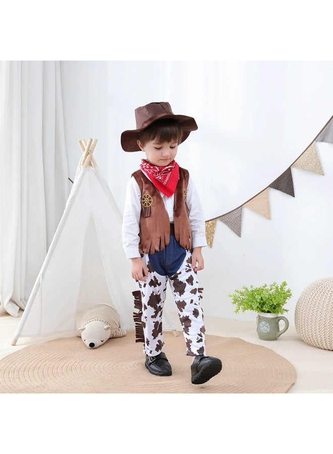 general 5 Pcs Cowboy Costume for Boys Dress Up Set, Birthday Cosplay Halloween Costume Party Costume - Image 2
