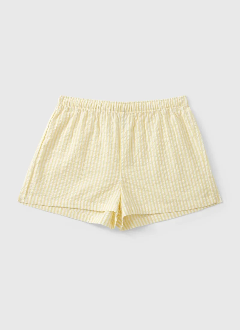 Matalan Yellow Lemon Stripe Seersucker Pyjama Shorts for Women | Best Price UAE