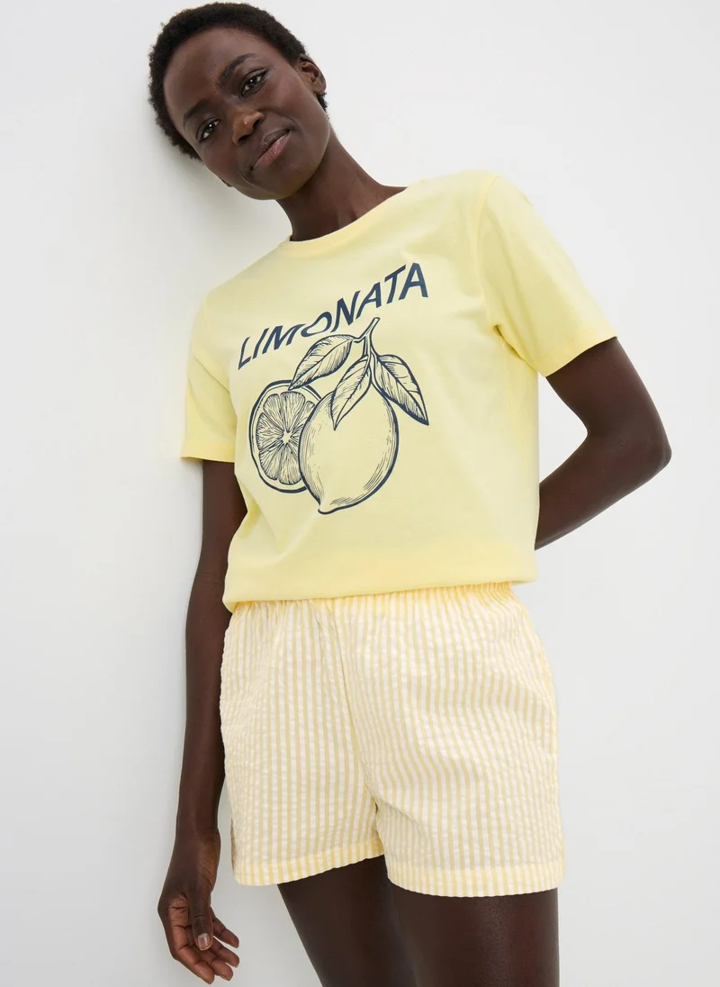 ماتلان Lemon Seersucker Short Pyjama Set
