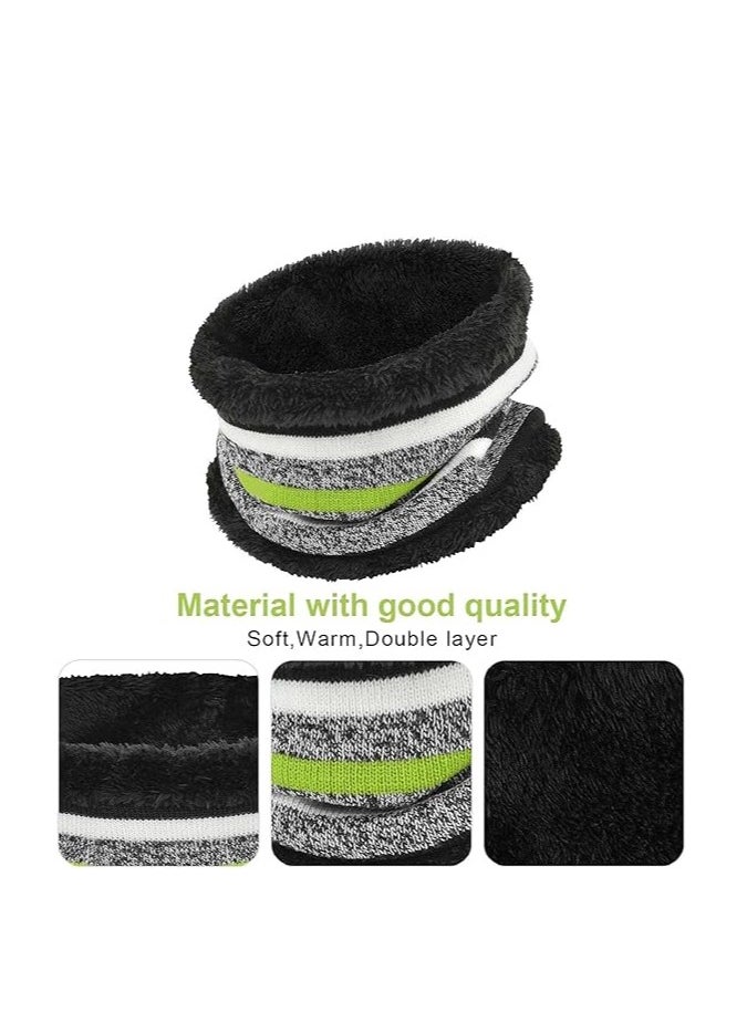 KASTWAVE - Kids Warm Beanie Hat Scarf Gloves Set 3 in 1 Thermal Knit Hat Scarf Gloves Set Winter Accessories Sets Snood Scarf Gloves Set with Double Layer Fleece Lining Boys Girls - Image 1