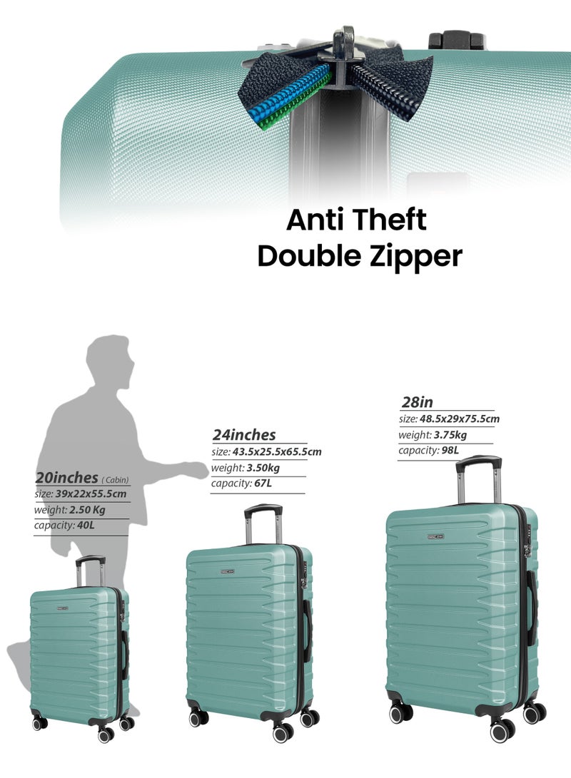 PARAJOHN AeroShield Lightweight ABS Hard Side 8 Wheels Spinner Luggage checked in  Trolley Bag with Lock 28 Inch - Jungle Green - Image 5