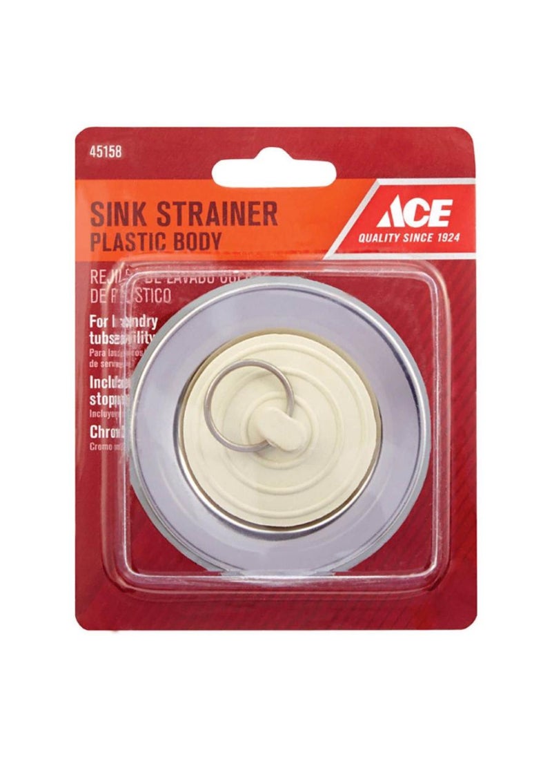 ACE ACE Plastic Laundry Tub Strainer W/Rubber Stopper 5.08-6.35cm 