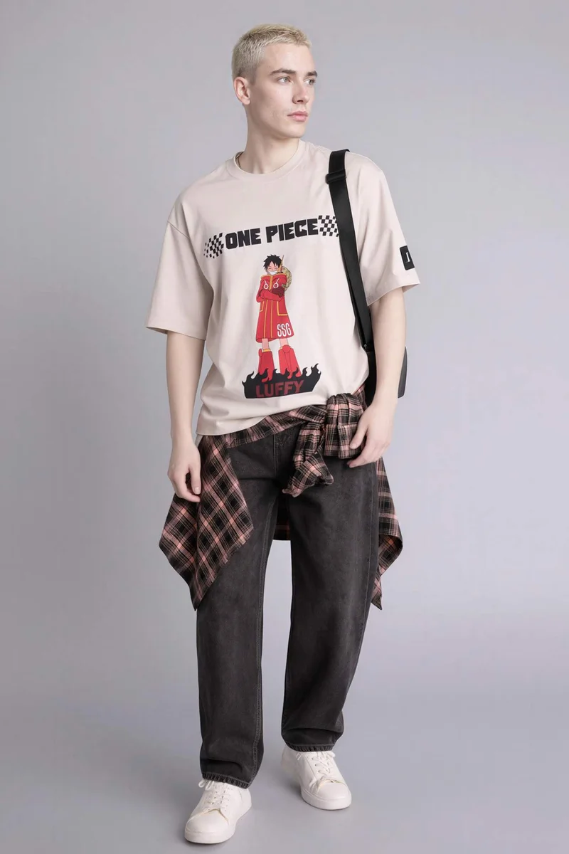 ديفاكتو Boxy Fit One Piece Print Short Sleeves T-Shirt