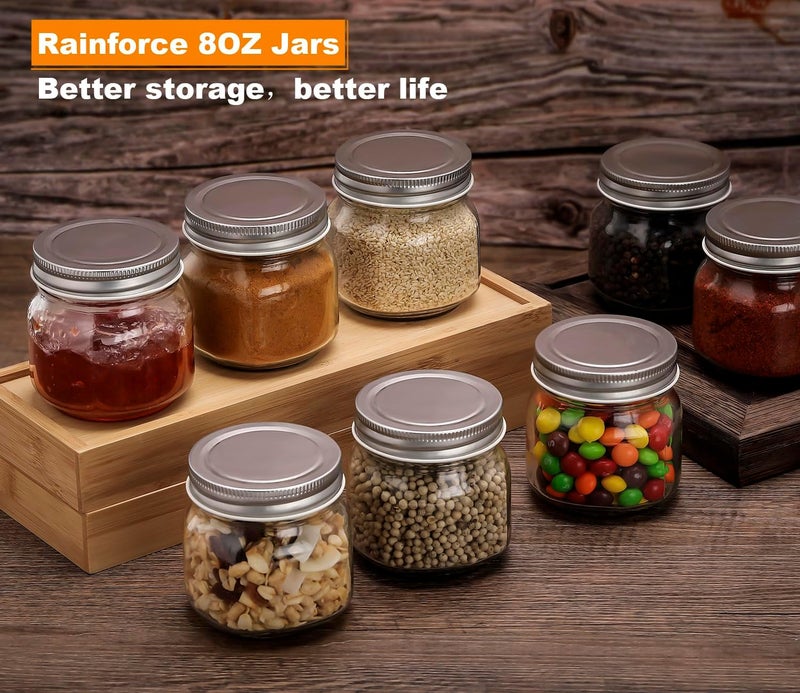 Rainforce Mason Jars 8 oz 30 Pack- Small Mason Jars With Silver Lids -1/4 Quart Canning Jars| Storage Glass Jars With Lids For Jelly, Jam, Honey, Pickles - Spice Glass Jars - With 30 Chalkboard Labels - Image 2