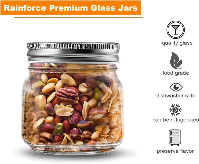 Rainforce Mason Jars 8 oz 30 Pack- Small Mason Jars With Silver Lids -1/4 Quart Canning Jars| Storage Glass Jars With Lids For Jelly, Jam, Honey, Pickles - Spice Glass Jars - With 30 Chalkboard Labels - Image 3