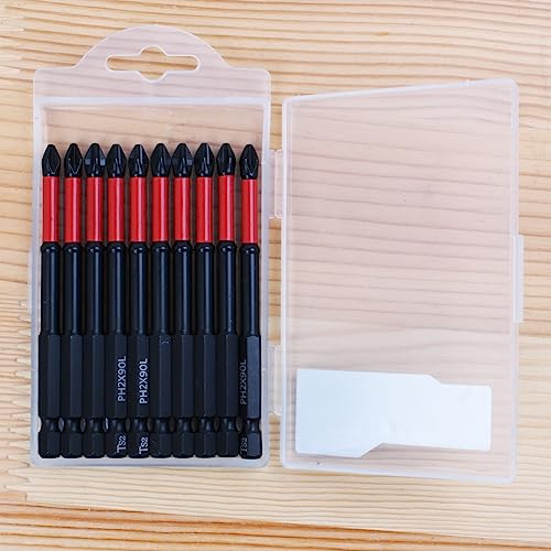 AUTOTOOLHOME 10 Pack Phillips PH2 Magnetic Anti Slip Screwdriver Bit Set 3-1/2" Length TS2 Anti-Slip Long Drill Bits Impact Driver Bits - Image 5