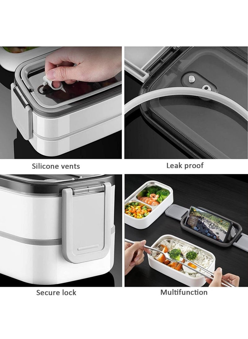 Stainless Steel Lunch Box Insulated Bento Box Multifunctional Containers Food Containers with 2 Compartments,Tableware, Nylon insulation bag - Image 4