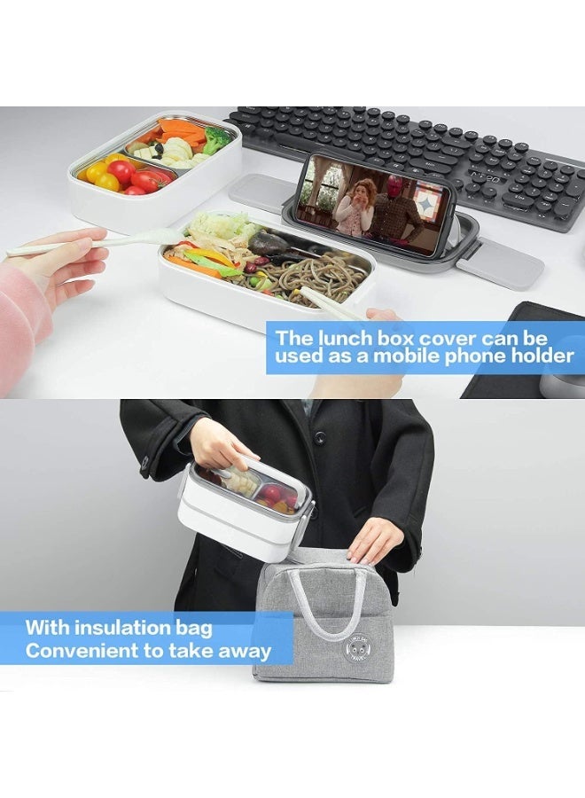 Stainless Steel Lunch Box Insulated Bento Box Multifunctional Containers Food Containers with 2 Compartments,Tableware, Nylon insulation bag - Image 2