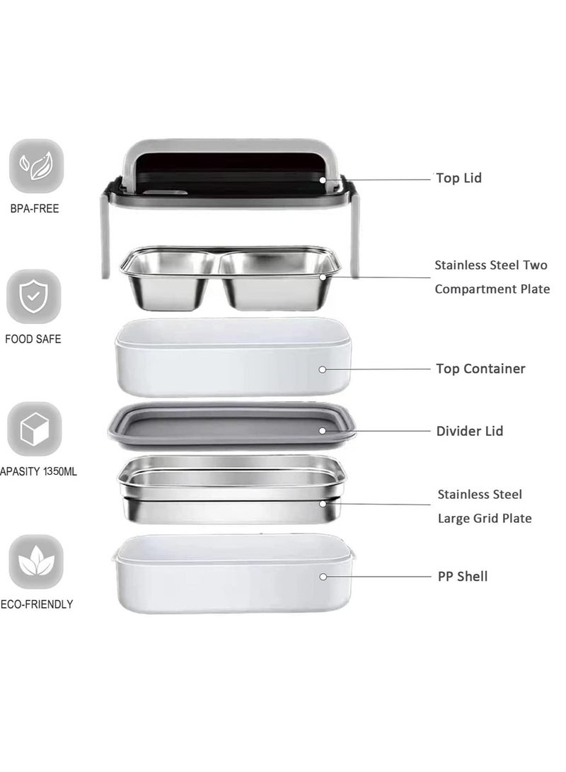 Stainless Steel Lunch Box Insulated Bento Box Multifunctional Containers Food Containers with 2 Compartments,Tableware, Nylon insulation bag - Image 3