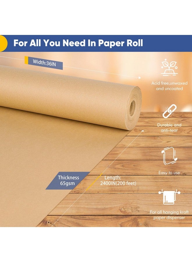 Vanhench 36"x 2400" (200') Brown Wrapping Paper Large Roll, Craft Paper for Bulletin Board Art Crafts Packing Wrap Moving Shipping Poster Floor Covering Crafting Drawing Craft Table Runner 70GSM 55LB - Image 2
