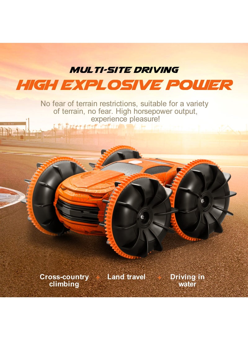 Harvestoy - 2.4Ghz 4WD Remote Control  Stunt Car with Double Sided Rotating and 360° Flips, Water and Land Wateproof Elecrtric Toy Car for Kids, Boys & Girls - Image 1
