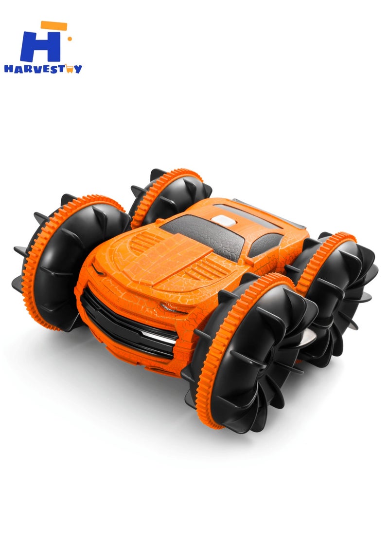 Harvestoy - 2.4Ghz 4WD Remote Control  Stunt Car with Double Sided Rotating and 360° Flips, Water and Land Wateproof Elecrtric Toy Car for Kids, Boys & Girls - Image 1