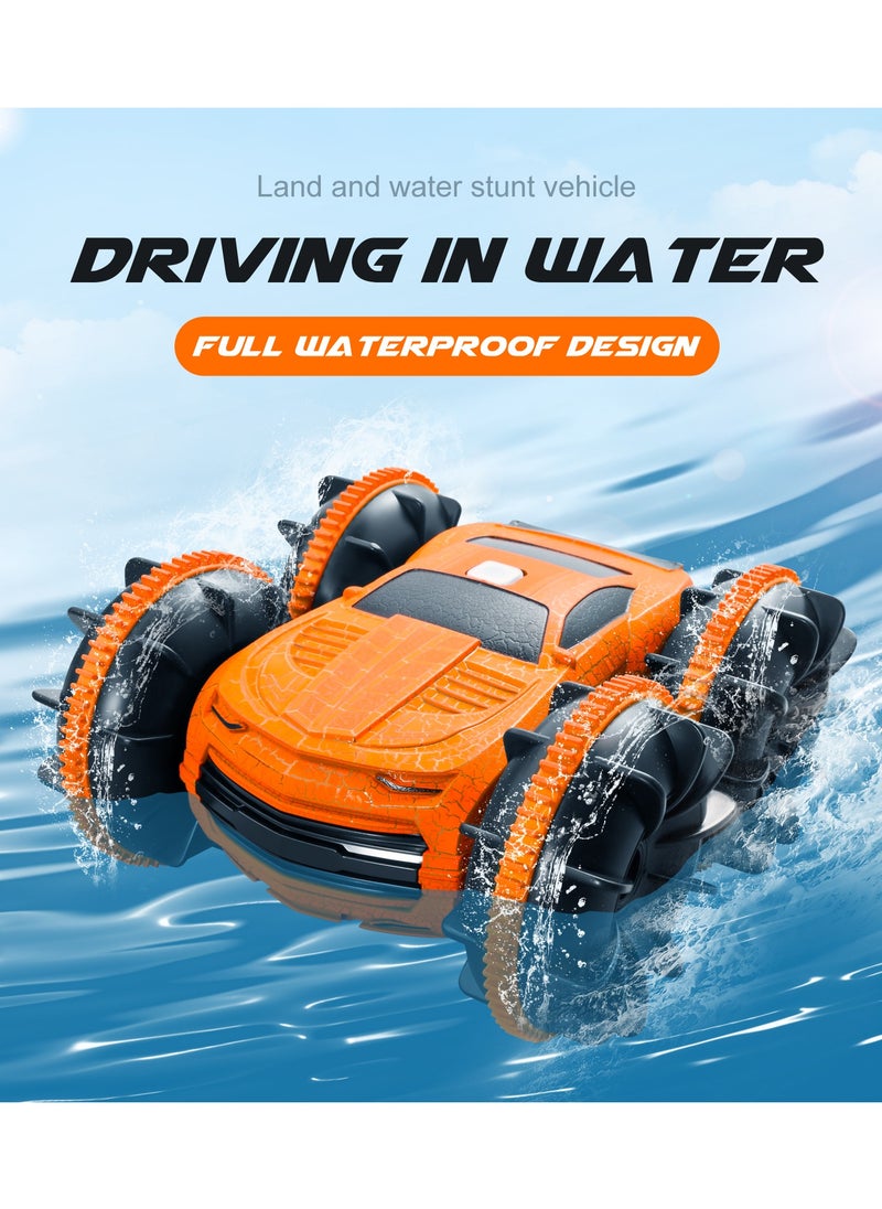 Harvestoy - 2.4Ghz 4WD Remote Control  Stunt Car with Double Sided Rotating and 360° Flips, Water and Land Wateproof Elecrtric Toy Car for Kids, Boys & Girls - Image 1