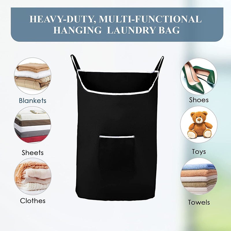 Hanging Foldable Laundry Bag Cloth Storage Bag with Handle WallMounted Laundry Organizer for Clothes Towels Baby Items SpaceSaving Hamper Pack of 1 - Image 5