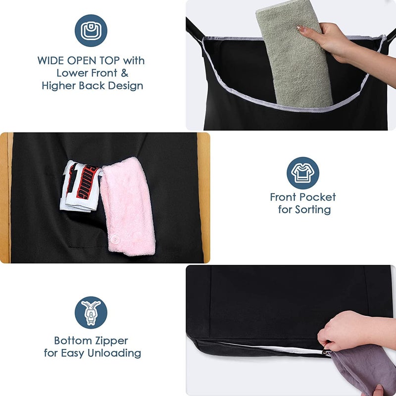 Hanging Foldable Laundry Bag Cloth Storage Bag with Handle WallMounted Laundry Organizer for Clothes Towels Baby Items SpaceSaving Hamper Pack of 1 - Image 3