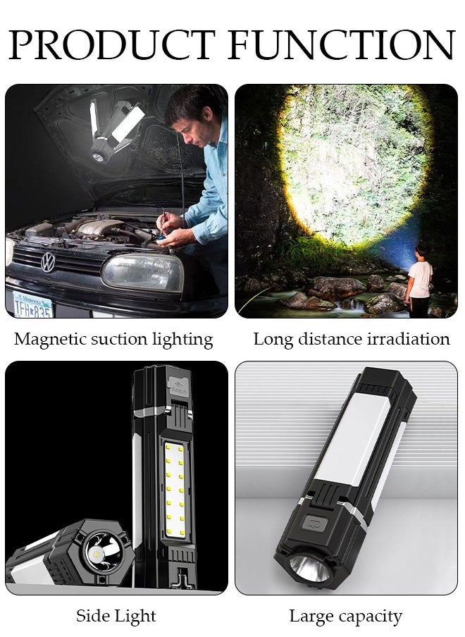 Arabest LED Camping Lantern with 3 Solar Panels Rechargeable Camping Lights 4-in-1 Dimmable Waterproof Flashlight Portable Lamp Lantern Battery Display with Bottom Magnet for Power Outages Hanging Tent - Image 4