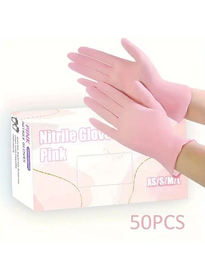50pcs Bulk Disposable Pink Nitrile Gloves Size M Individually Wrapped Latex Free - Image 2