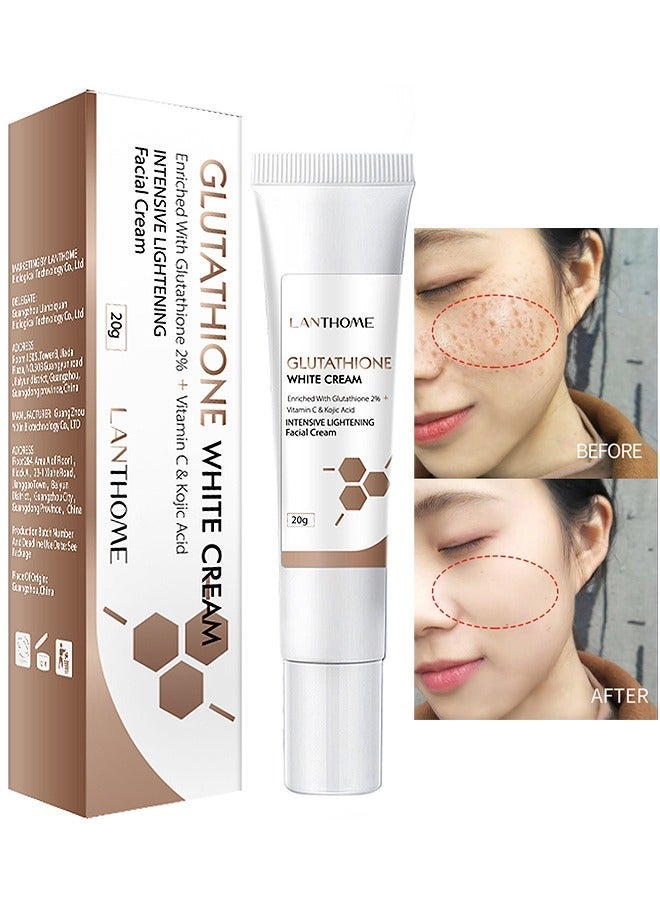 Lanthome Glutathione Whitening Cream, Facial Dark Spots Remover 2% Glutathione Face Cream, Prevent Aging Moisturizing Skin Brightener Cream, Smoothing Brightening Cream, White Lightening Beauty Cream 20G - Image 1