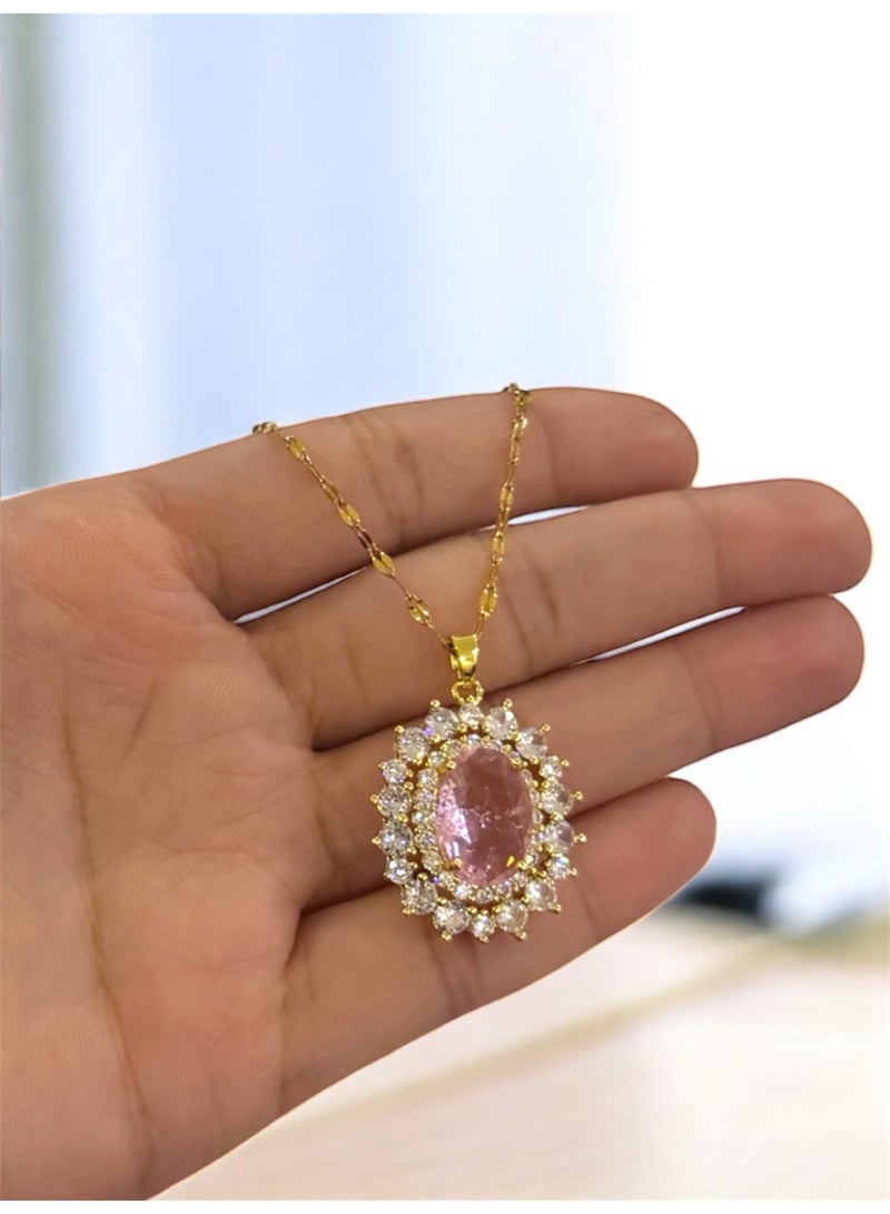 Elegance Trendy & High Quality Stainless Steel Gold Plated Necklace For Women - Image 1