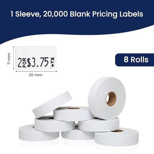 Perco White Pricing Labels for Monarch 1131 Price Gun - 1 Sleeve, 8 Rolls, 20,000 Price Marking Labels - with Ink Roll Included - Image 3