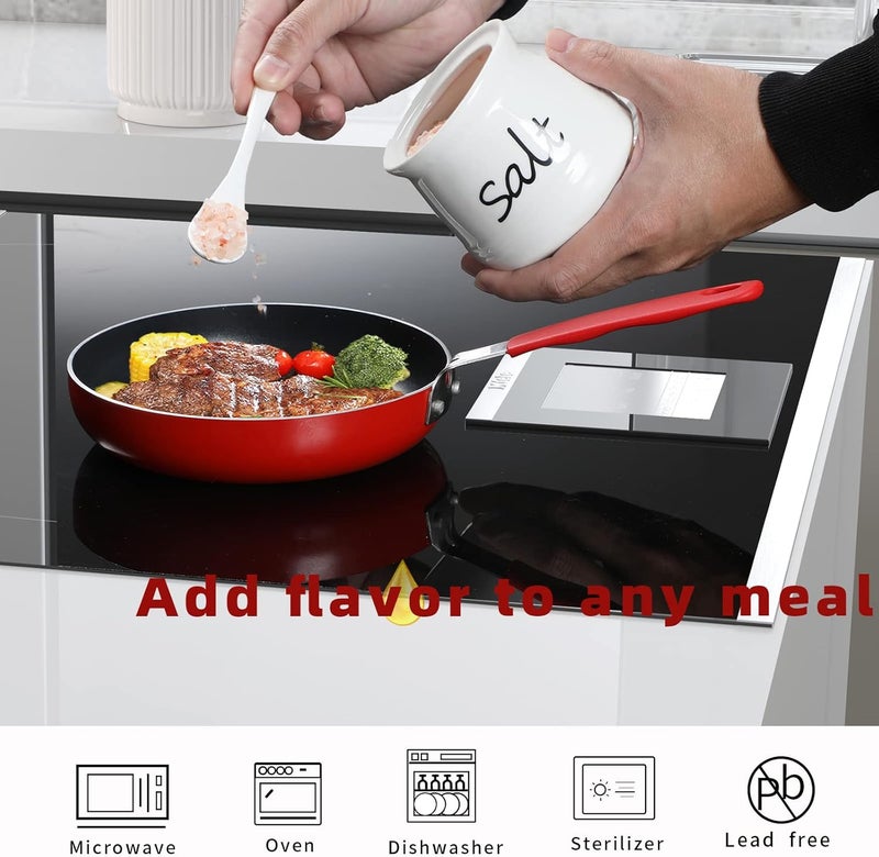 ONTUBE Ceramic Salt Bowl with Lid and Spoon 12oz (White) - Image 2