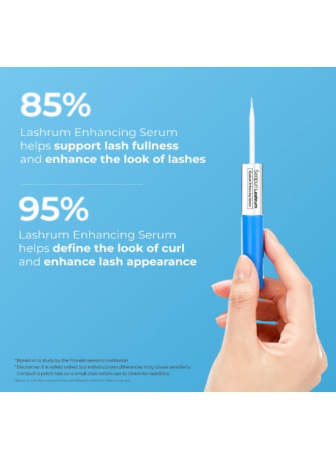 Seapuri Lashrum Eyelash Enhancing Serum | Lash Growth Serum with Caffeine, Peptide & Biotin | for Longer, Fuller Lashes | Dual Brush for Precise & Full Application | Non-Irritating, Daily Use - Image 3