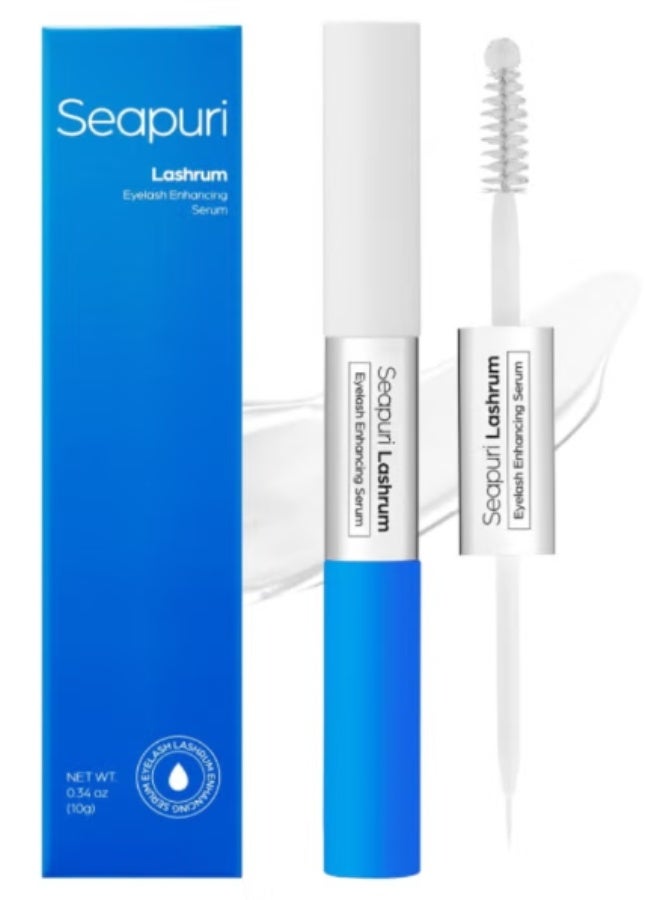 Seapuri Lashrum Eyelash Enhancing Serum | Lash Growth Serum with Caffeine, Peptide & Biotin | for Longer, Fuller Lashes | Dual Brush for Precise & Full Application | Non-Irritating, Daily Use - Image 1