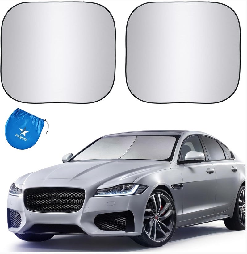 EzyShade Windshield Sun Shade with Shield-X Reflective Technology - Foldable 2-Piece Car Sunshades - Image 1