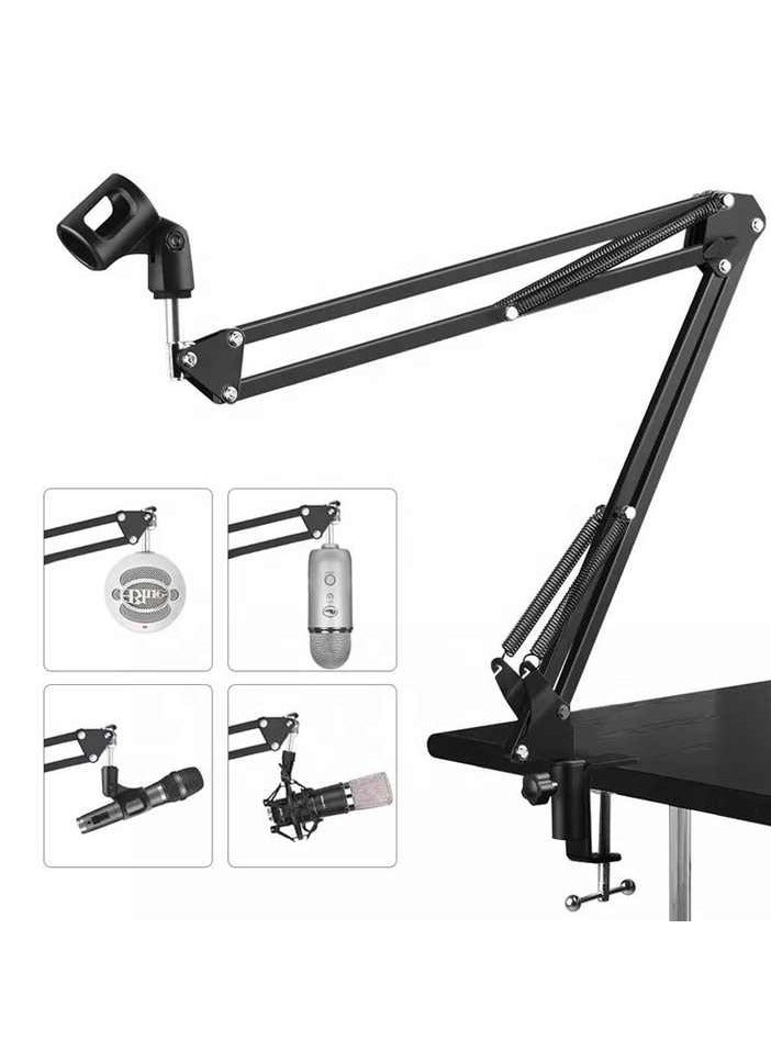 Microphone Boom Stand,Heavy Duty Mic Boom Arm Desk Mount Adjustable Suspension Mic Stand (Black)  - Image 3