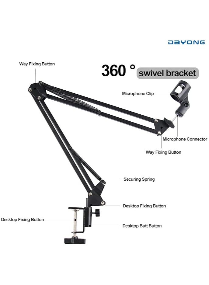 Microphone Boom Stand,Heavy Duty Mic Boom Arm Desk Mount Adjustable Suspension Mic Stand (Black)  - Image 5