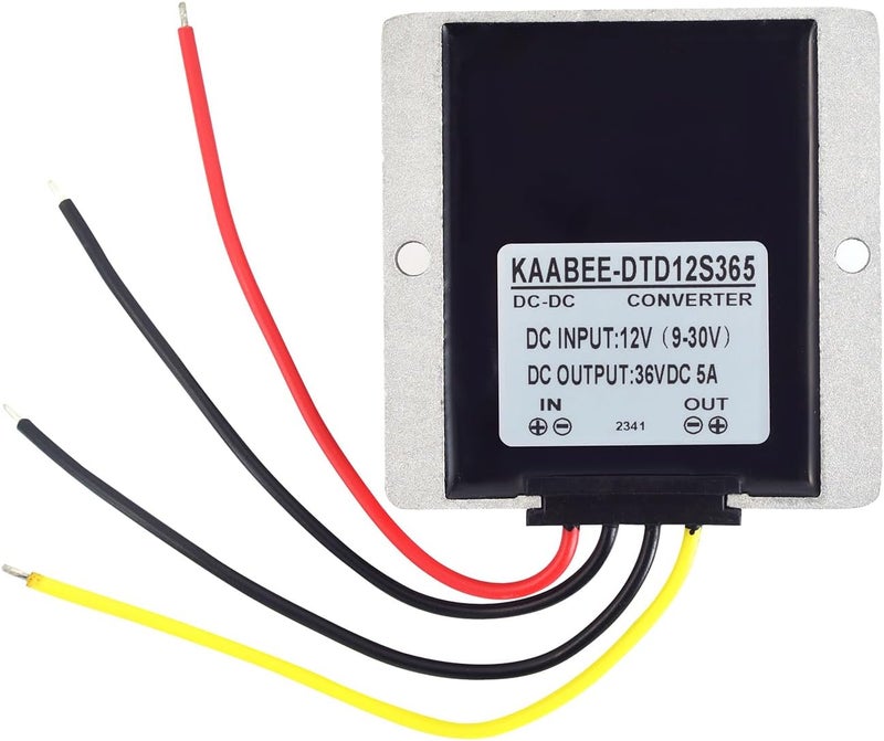 KAABEE 24V 12V to 36V Step Up Converter DC-DC Regulator Boost Power Supply Input(9V-30V) Waterproof Module Transformer for GolfCart Motor Car Truck Vehicle Boat Solar E-Bike (5A-180W) - Image 2